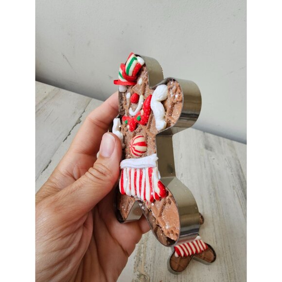 Vintage gingerbread cookie cutter ornament Xmas peppermint tree unique glitter s - Picture 3 of 7